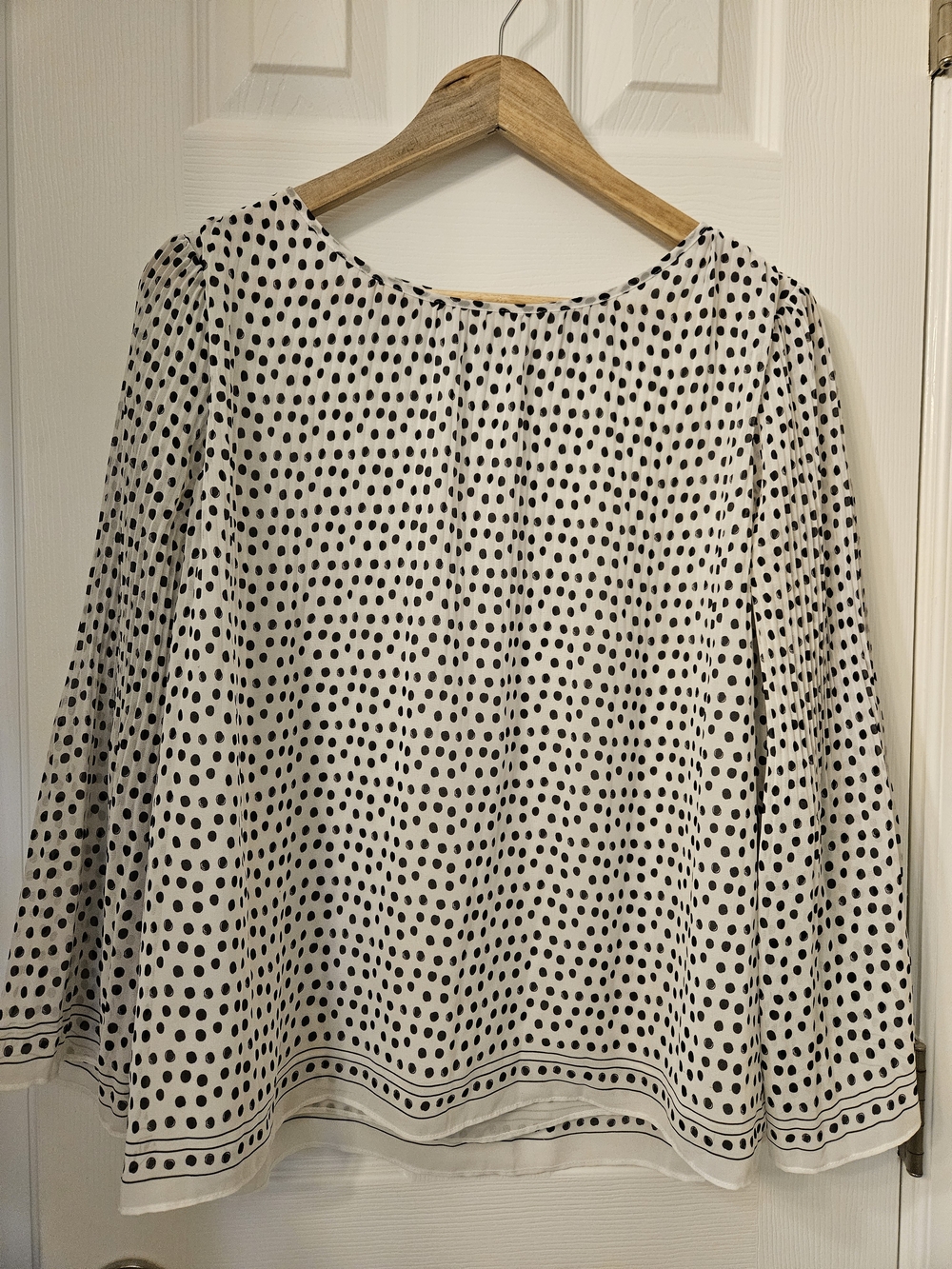 Max Studio White Polka Dot Long Sleeve Blouse